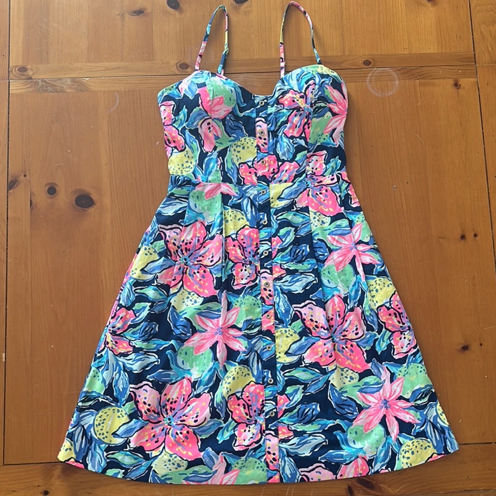 Lilly Pulitzer Pink and Blue Sundress Sleeveless Mini